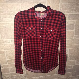 Red with black stripes flannel